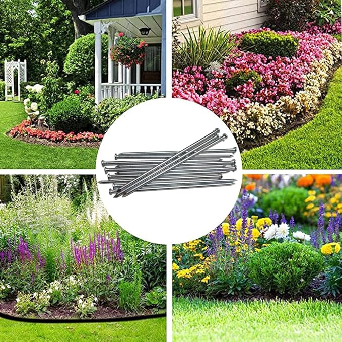 Metal Stakes, 10 Inch 35Pcs Galvanized Landscape Spikes,Garden Nails for Turf,Weed Barriers,Tent and More (35, Silver)