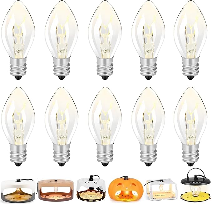 Original Flea Trap Light Bulb Replacement, 10 Pack 7W Replacement Bulbs for Flea Traps Inside Your Home, 7 Watt 120 Volt Flea Trap Bug Night Light Bulbs with Screw-in Base for Most Flea Trap Lamp