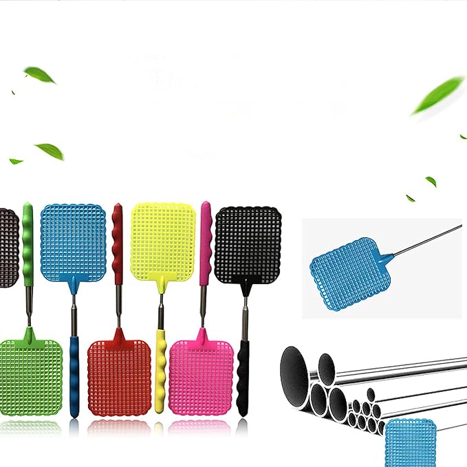 9PCS Fly Swatter, 10 to 29in Retractable Fly Swatter, Flyswatter with 3x3.7in Mesh Frame Suitable for Various Places Such as Homes Offices Outdoors and Camping