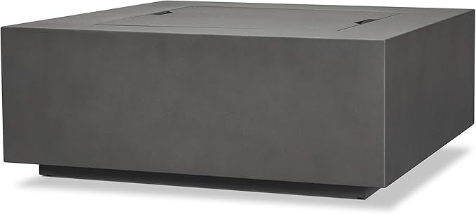 Real Flame Aegean 36”in Square Propane or Natural Gas Fire Pit Table, 50,000 BTU, Powder-Coated Steel, Push-Button Ignition, CSA Certified, Lava Rock, Storage Cover, Stainless Steel Burner with Lid