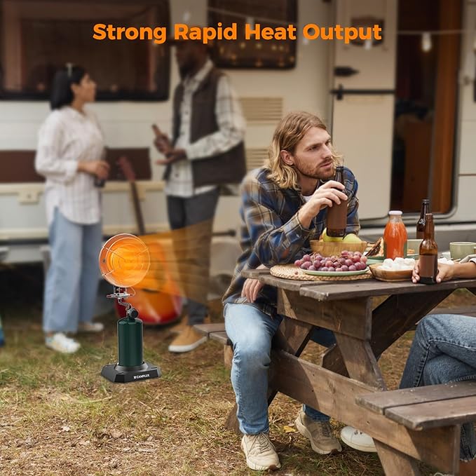 CAMPLUX Portable Propane Heater 15,000 BTU, Outdoor Infrared Heaters for Camping, Garage, Ice Fishing and Patio
