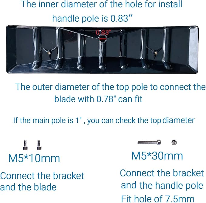 Black 25 Inch x 6 Inch Replacement Poly Blade for Snow Roof Rake, Snow Rake Blade