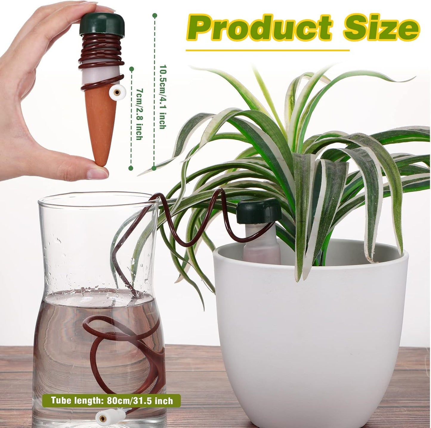 10 Pack Plant Watering Stakes Automatic Devices Plant Self Drip Irrigation Slow Release Indoor Outdoor Terracotta Water Spikes for Potted Plants Flower (Dark Green Base)