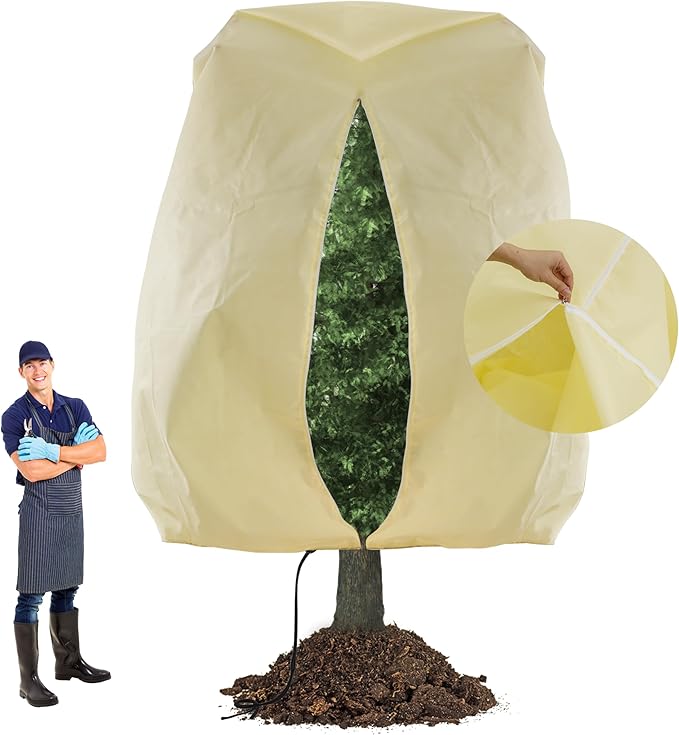 TCBWFY 120x100inches Huge Plant Covers Freeze Protection Frost Cloth for Outdoor Plants,2.82oz/yd² Thickened Winter Tree Covers with Zipper Drawstring,Frost Blanket from Wind,Pest and Animal