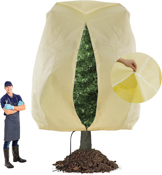 TCBWFY 120x100inches Huge Plant Covers Freeze Protection Frost Cloth for Outdoor Plants,2.82oz/yd² Thickened Winter Tree Covers with Zipper Drawstring,Frost Blanket from Wind,Pest and Animal