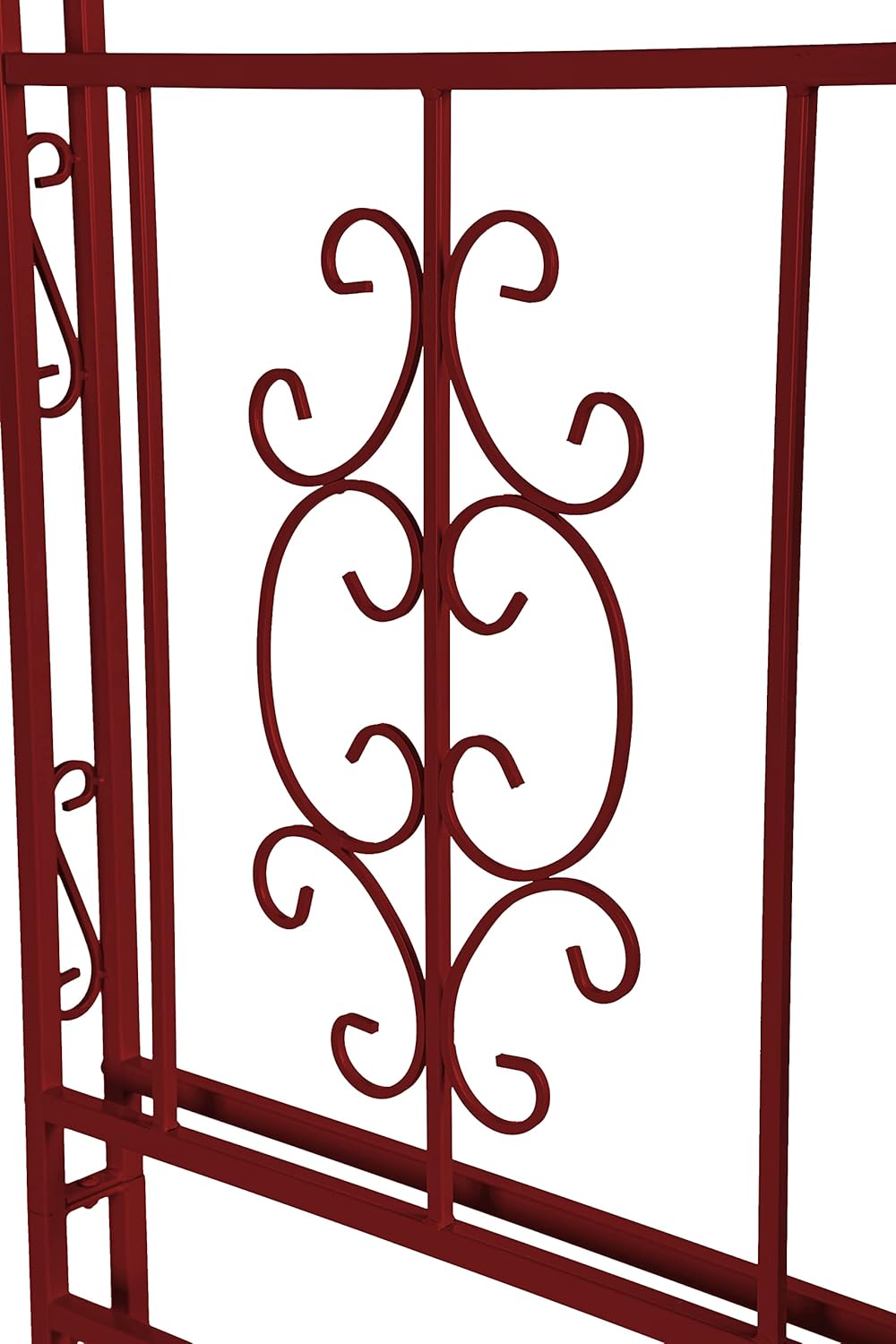 Evergreen Plow & Hearth Arch Metal Outdoor Garden Arbor | Montebello | 7 Feet Tall | Red | Iron Trellis Lattice for Climbing Plants | Wedding | Outdoor Patio Decor (Red)