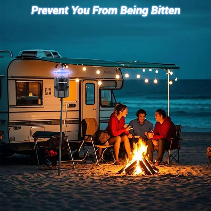 Outdoor Mosquito Trap – Premium Stainless Steel Insect Killer with UV Light & Octenol Lure, Rainproof, Ultra-Quiet, 15,000-Hour Lamp Life, Safe for Family & Pets