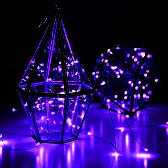 VOOKRY 8 Pack 30 Led Fairy Lights Battery Operated String Lights - 10 ft Purple Waterproof Silver Wire Starry Firefly Moon Lights for DIY Wedding Party Table Centerpieces Bedroom Halloween Christmas