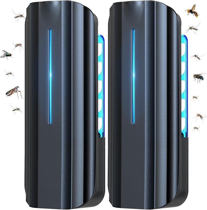Fly Trap Indoor, 2 Devices with 20 Refills Fruit Fly Traps for Indoors, Flying Insect Trap Plug in Mosquito Bug Zapper Indoor for Home, Moths Catcher Gnats Traps for House with 9w Blue & UV Light