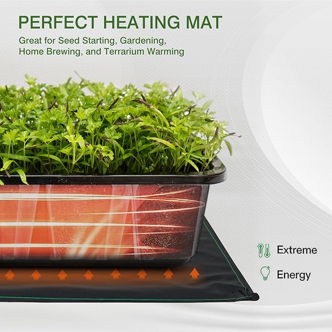 EAGLE PEAK Waterproof Seedling Heat Mat 20" x 20", UL & MET-Certified Heating Pad for Seed Starting, Germination, and Hydroponic Gardening, Includes (1) Warming Mat