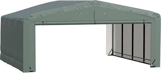 ShelterLogic ShelterTube Garage & Storage Shelter, 20' x 18' x 10' Heavy-Duty Steel Frame Wind and Snow-Load Rated Enclosure, Green