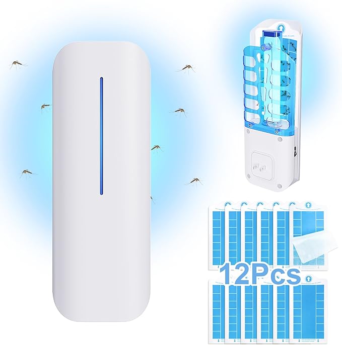 Fruit Fly Traps for Indoors Plug-in Gnat Traps for House Indoor Gnat Killer Indoor Fly Trap with UV Light Flying Insect Trap with 10 Sticky Glue Bug Catcher for Home Office