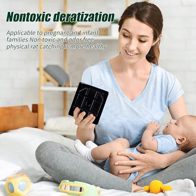 Qualirey 40 Pcs Baited Mouse Glue Traps Indoor for Home Adhesive Plastic Sticky Rat Traps Pads Bulk for House Pest Mice Rats Indoor Outdoor, Simple and Easy to Use (Black)