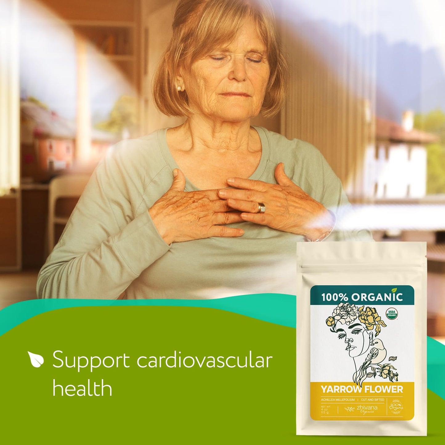 Yarrow Flower Tea Organic (4oz.)- Dried Yarrow Herb Loose Leaf - Herbal Tea to Support Healthy Immune Function & Relaxation