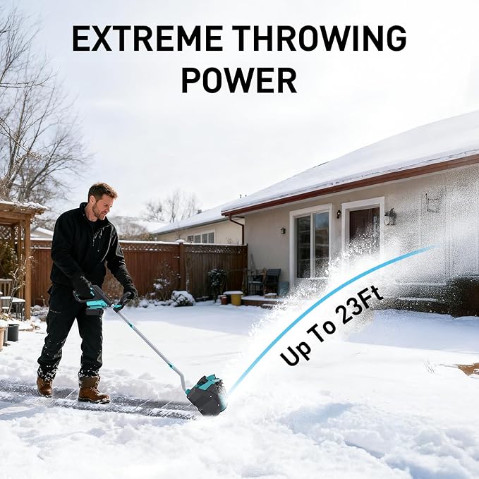 Cordless Snow Shovel Compatible with Makita 18V Battery(Tool Only), 12” Brushless Snow Blower Electric Power Snow Thrower, w/LED Light, Adjustable Direction, for Driveway Walkways Snow Removal