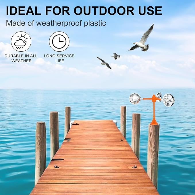 Birds Reflect Deterrent Visual Bird Scarer Deterrent Devices Outdoor Bird Control for Seagull Pigeon Harmless Device to Keep Birds Away from Your Farm Boat (Dark Orange)