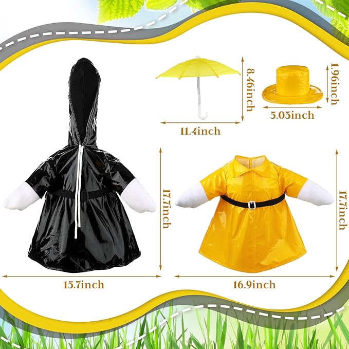Frienda 2 Set Raincoat Porch Goose Outfit Clothes for 23" High Cement or Plastic Goose, Raincoat and Umbrella Yard Cement Geese Duck Clothes Costume for Fall Halloween Outdoor Garden Patio Decor