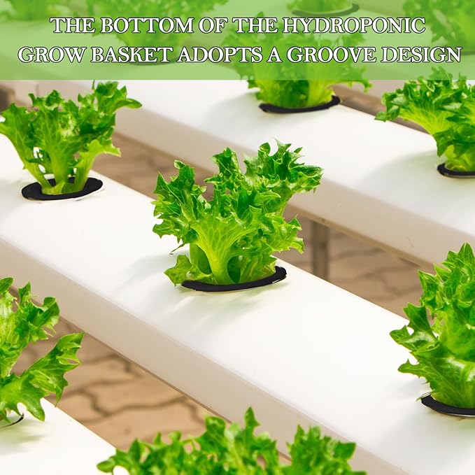 Cunhill 100 Pcs Hydroponic Growing Kit Include 50 Pcs Plant Replacement Basket Containers and 50 Pcs Seed Pot Label Compatible with Hydroponic Growing System(0.5 Inch,Black)