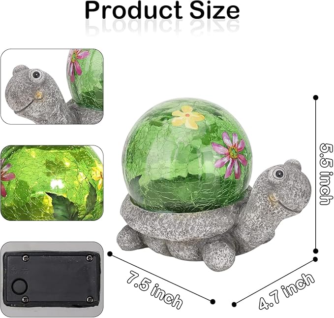 Bshine Turtle Solar Light Outdoor Garden Decor, Lawn Decor Turtle Statue for Patio, Balcony, Path and Yard Decoration,Gift for Mom and Housewarming Gift Outdoor Figurine