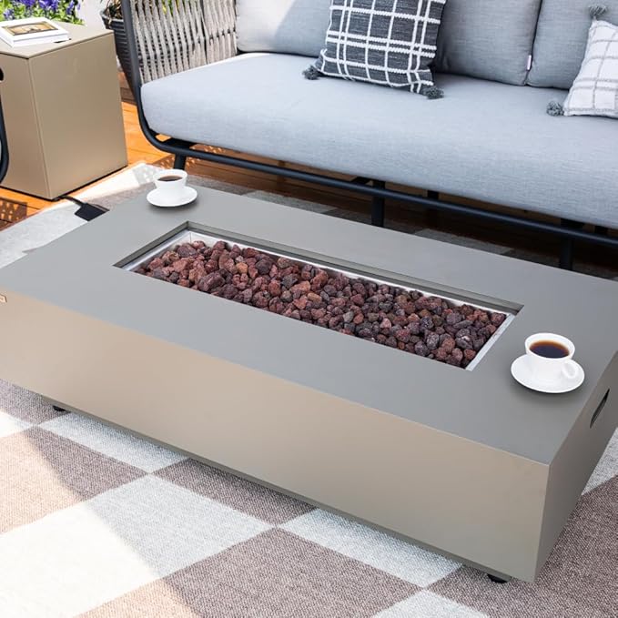 Westwood 50” Propane Fire Pit Smokeless Firepit Outdoor Gas Fire Pit for Outside Patio Firepit Table Includes Rain Cover Converter Kit Lava Rocks Lid CSA Certified