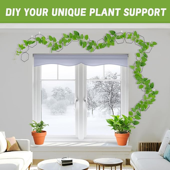 Chain Trellis for Climbing Plants, Hexagonal Metal Plant Support, DIY Installation, Indoor and Outdoor Use for Monstera and Ivy