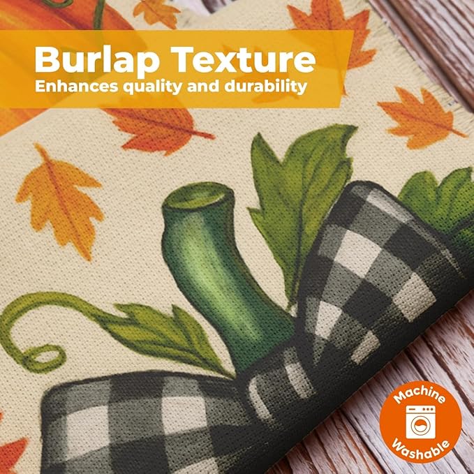 Fall Pumpkin Garden Flag 12x18 Double Sided Burlap – Front Yard Flag for Outside, Weatherproof Autumn Outdoor Decor, Farmhouse Garden Flag Welcome, Vibrant Colors, Fade Resistant