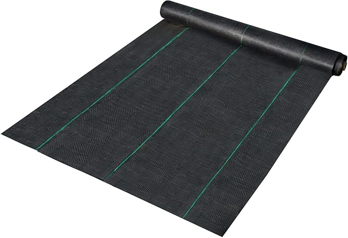 Happybuy 6x300ft Premium Weed Barrier Landscape Fabric Heavy Duty 2.4OZ, Woven Weed Control Fabric, High Permeability Good for Flower Bed, Geotextile Fabric Underlayment, Driveway Fabric Ground Cover