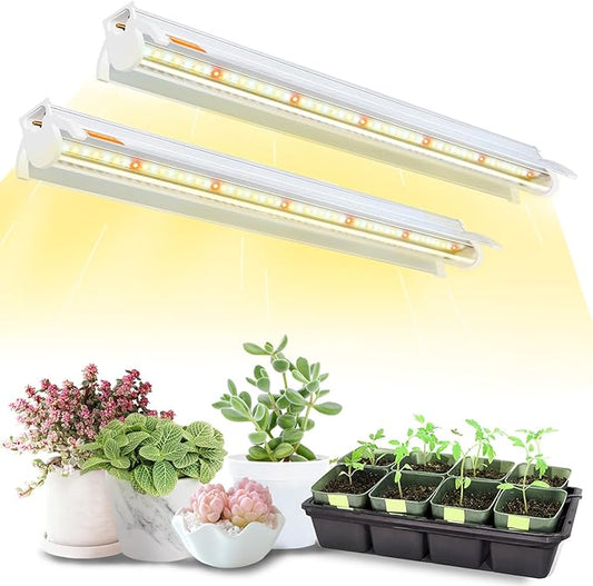 T5 Grow Lights for Seed Starting, 16 inches, 2-Count (10W x2) Full Spectrum LED Plant Light Bar w/Reflectors for Seedlings, 4000K White Growing Strips for Shelf/Rack