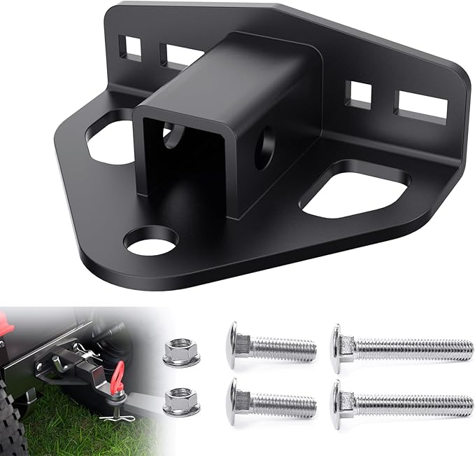 Zero Turn Lawn Mower Hitch with 1-1/4" Receiver，6mm Thicker Heavy Duty Steel Trailer Receivers Hitch, Compatible with Many Models Lawn Mower, Tractor, Trailer, Golf Cart Etc