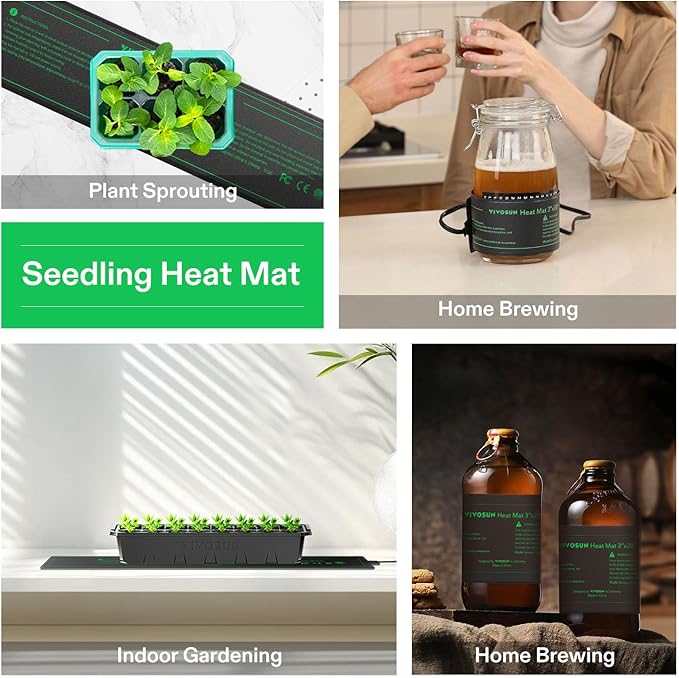 VIVOSUN Durable Waterproof Seedling Heat Mat 3" x 20" UL & MET-Certified Heating Pad for Hydroponic, Kombucha Tea, Brewing, Fermentation & Plant Germination