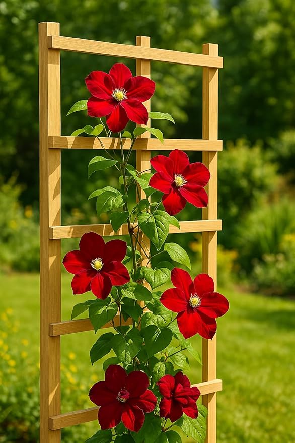Perennial Farm Clematis Charmaine (Regal® Series) Hybrid – Live Clematis Vine in 4 Quart Container, Large Double Red Blooms, Compact Climber, Long Blooming, Ideal for Trellises, Arbors & Containers