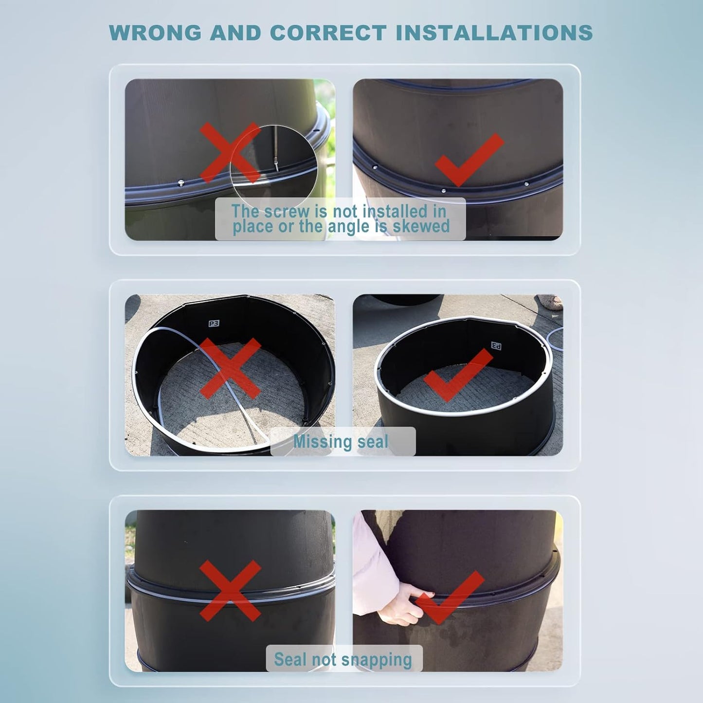 SQUEEZE master 50 Gallon Rainwater Collection Barrel Without Stand-BPA Free Home Rain Catcher with Water Diverter, Outlet Hose-Flatback Designed Water Storage Collection Barrel for Gardens and Plants