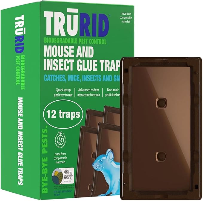 Mouse Traps and Small Rat Trap – 12 Pack Glue Mouse Traps Indoor for Home, Pre-Baited Strong Adhesive Boards, Safe Pest Control, Trampas para Ratones
