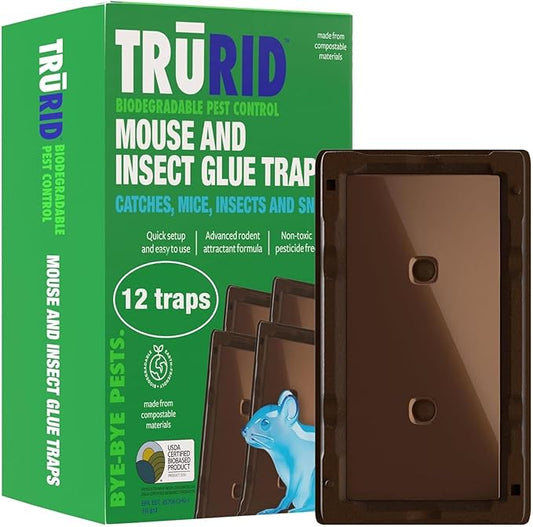 Mouse Traps and Small Rat Trap – 12 Pack Glue Mouse Traps Indoor for Home, Pre-Baited Strong Adhesive Boards, Safe Pest Control, Trampas para Ratones