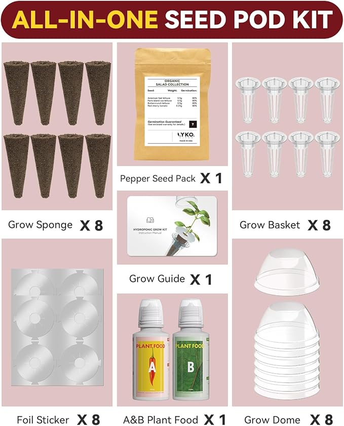 Jalapeno Pepper Seed Pod Kit for Aerogarden, Ahopegarden Hydroponics Growing System Indoor Garden, Include Jalapeno Peppers and Cayenne Chili Peppers,8 Pods, 500+ Seeds