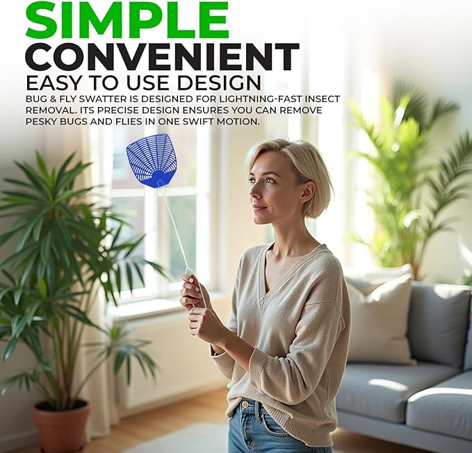 Supreme Bug & Fly Swatter 6-Pack – Braided Metal Handle 6 Pack Fly Swatters, Multi Pack Colors, – for Indoor/Outdoor – Flyswatter