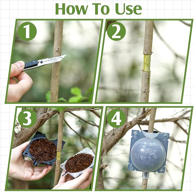 20 Pcs Air Layering Propagation Kit Reusable Half Black Half Transparent Grafting Ball Air Layering Pods Propagation Box Plant Rooting Grafting Box for Plants, Large