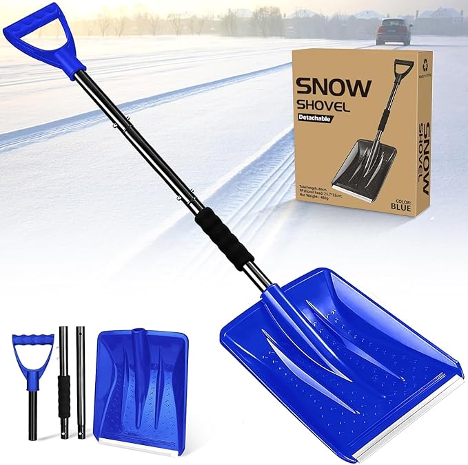 Snow Square Shovel, Shovels for Digging with D-Handle, Overall 41-Inch Long Garden Shovel for Car, Garden Tools, Blue