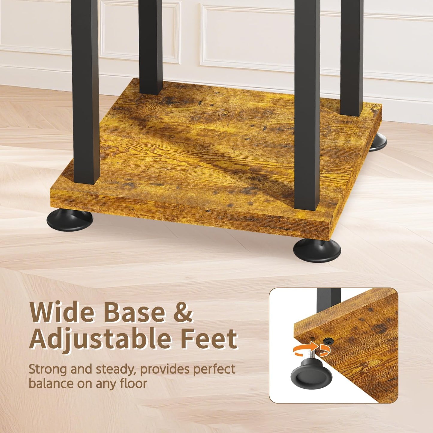 LASZOLA Black 5 Tiered Tall Plant Stand Indoor with Heavy Duty Wood Tray, Large Multi Level Vertical Planter Rack for Narrow Corner, Sturdy Rustic Tall Orchid Flower Shelving Holder for House Decor