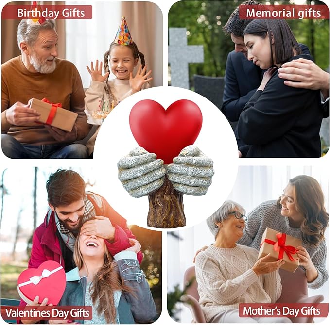 Halloween Decorations Outdoor, Solar Love Heart Hands Statue Memorial Gifts for Mom Grandma Loved Ones, Memorial Day Decorations for Cemetery Grave Garden Patio Yard Lawn