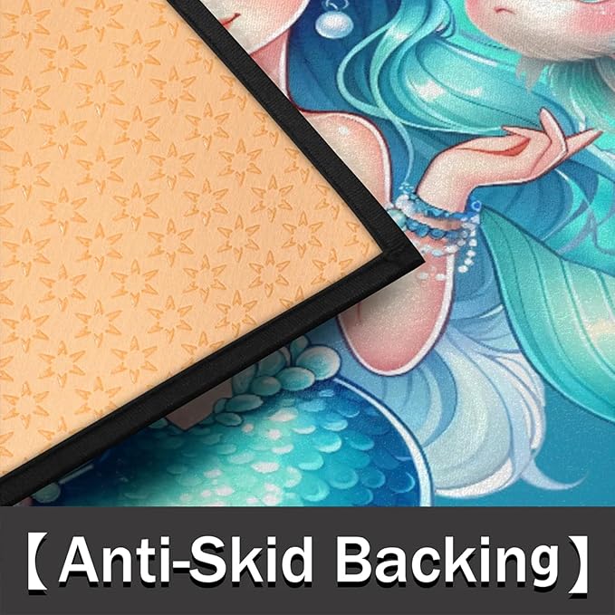 cfpolar Half Round Door Mat, Cute Mermaid Semi Circle Area Rug, Non Slip Area Rug Soft Doormat for Front Door Indoor Entrance Wear Half Moon Rug for Kitchen Bedroom Patio Fireplace 24 x 36 in