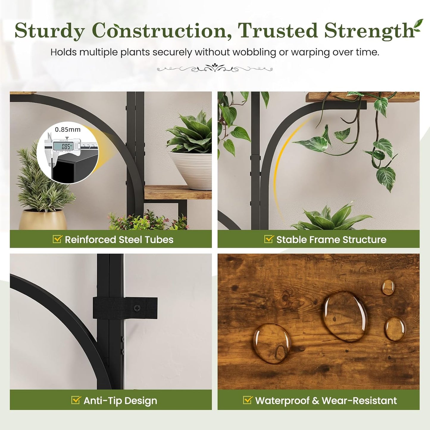 Apicizon 8-Tier Plant Stand Indoor with LED Grow Lights - Sturdy Shelf for Plants, Flowers & Succulents | 62'' Tall Flower Holder & Dimmable Lights | Modern