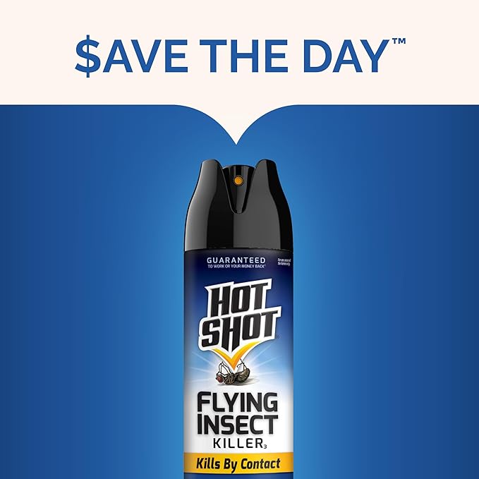 Hot Shot Flying Insect Killer, 15 Ounces, Aerosol Formula Kills Houseflies, Mosquitoes and Other Listed Flying Insects by Contact Indoors and Outdoors with Clean Fresh Scent, 3 Pack