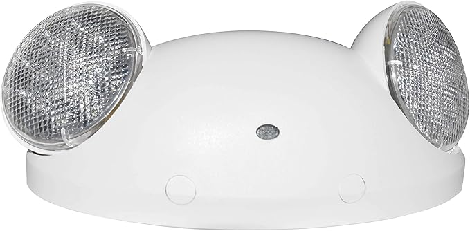 LIT-PaTH LED Emergency Lighting Fixtures with 2 LED Bug Eye Heads and Back Up Batteries- US Standard Exit Light, UL 924 and CEC Qualified, 120/277 Voltage, White, 1-Pack