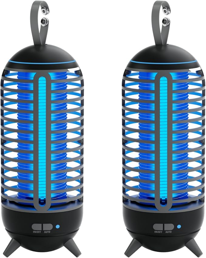 2 Pack Cordless Bug Zapper Outdoor & Fly Zapper Indoor & Wireless Mosquito Zapper Portable Camping Fly Trap 2500mAh Electric Ideal for Traps