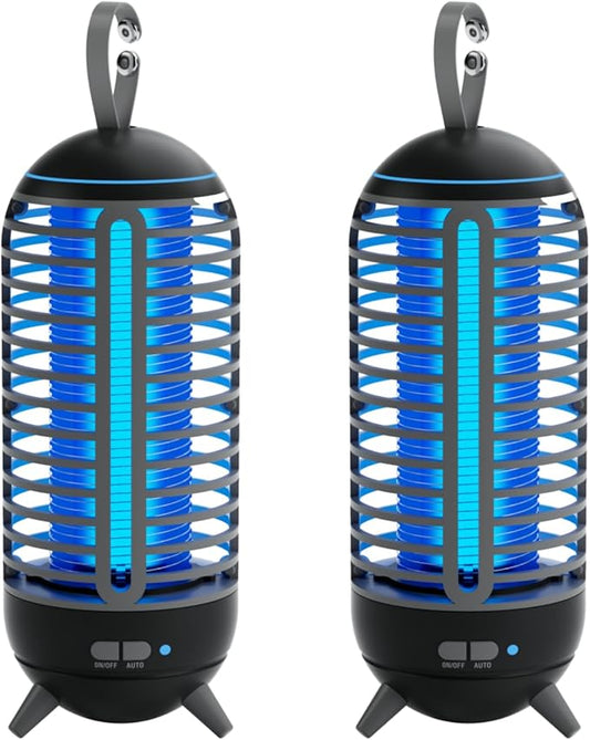 2 Pack Cordless Bug Zapper Outdoor & Fly Zapper Indoor & Wireless Mosquito Zapper Portable Camping Fly Trap 2500mAh Electric Ideal for Traps