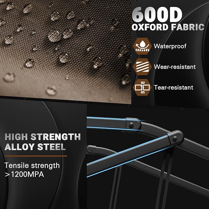 LEVELEVE Heavy Duty Folding Wagon - 2-in-1 Collapsible Cart, 400lb Capacity, All-Terrain Wheels w/Brakes & Side Pockets (Brown)