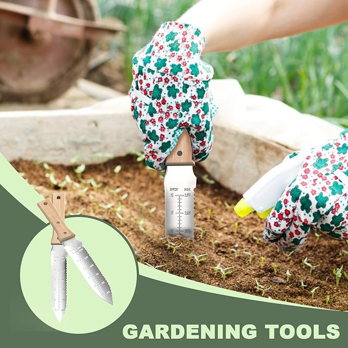 ZHENHAN Hori Hori Garden Knife- 7.2" Multi-Purpose Garden Knife with Heavy-Duty Stainless Steel Blade & Ergonomic Grip for Digging,Planting,Weeding(Silver)