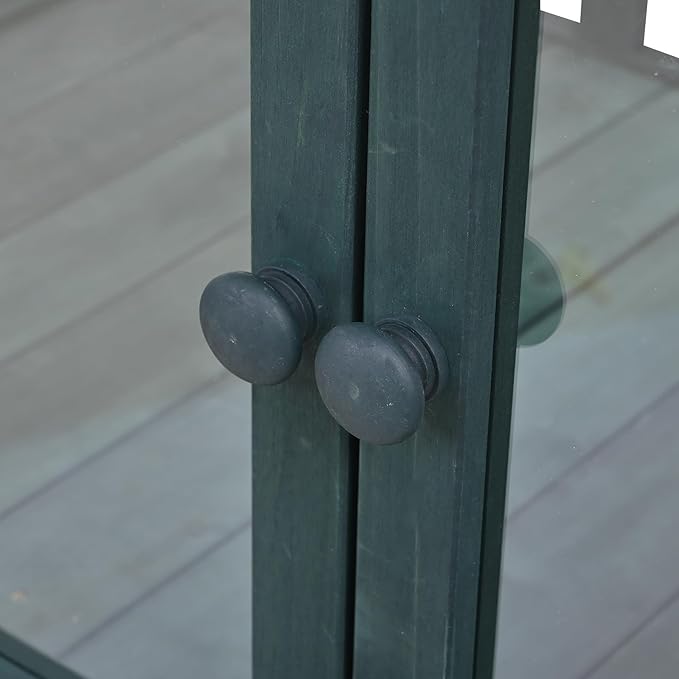 62" Wooden Greenhouse with Wheels - Adjustable Shelves Portable Cold Frame for Balcony/Patio, UV-Resistant Indoor Outdoor Plant Growing Cabinet (Large, Heavy-Duty) (Green)