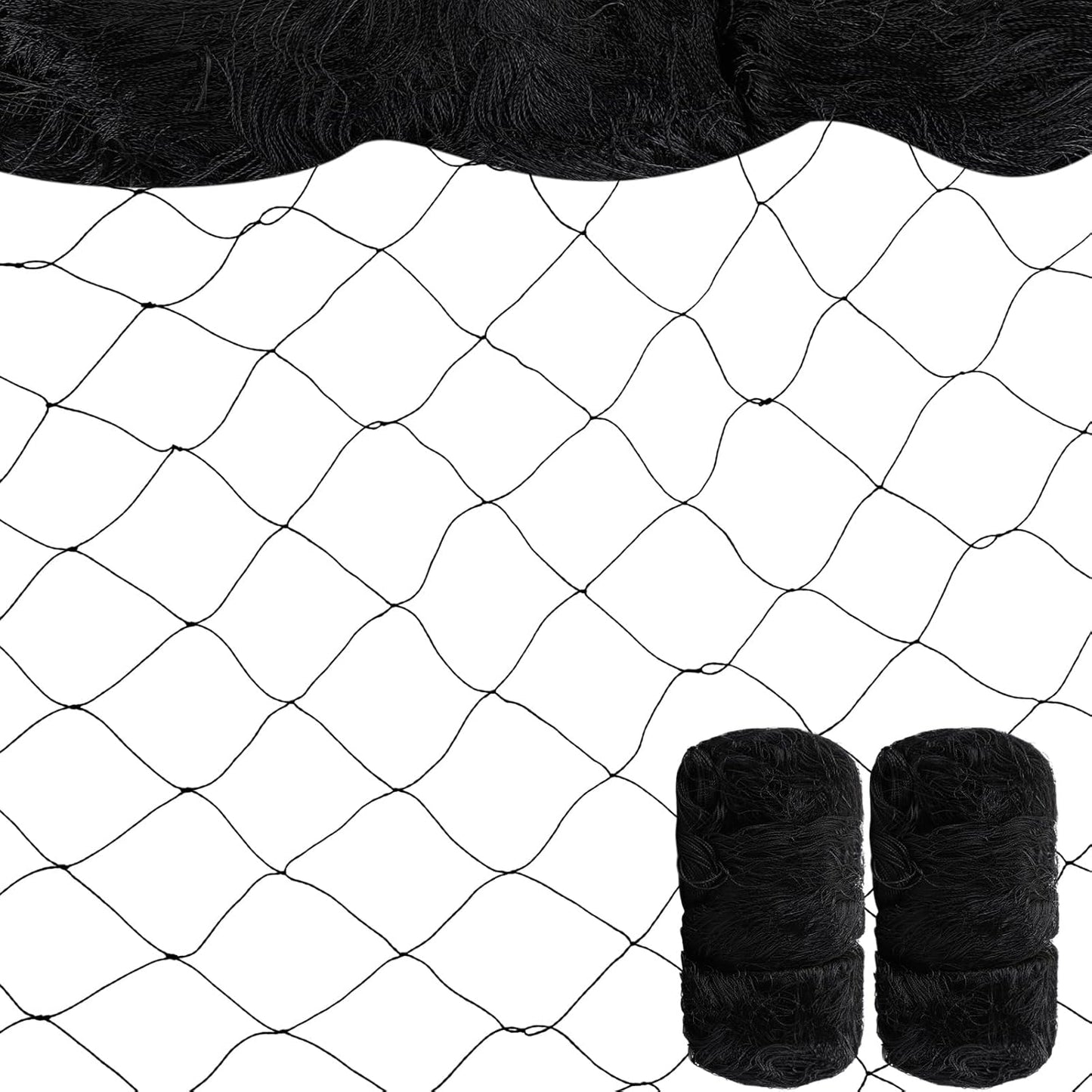 Windyun 2 Pcs Bird Netting 50' x 100' Bird Net Chicken Coop 2.4" Mesh Heavy Duty Deer Fence Aviary Net Reusable Fruit Tree Poultry Barrier for Garden Protection Vineyard Against Hawk Squirrel, Black